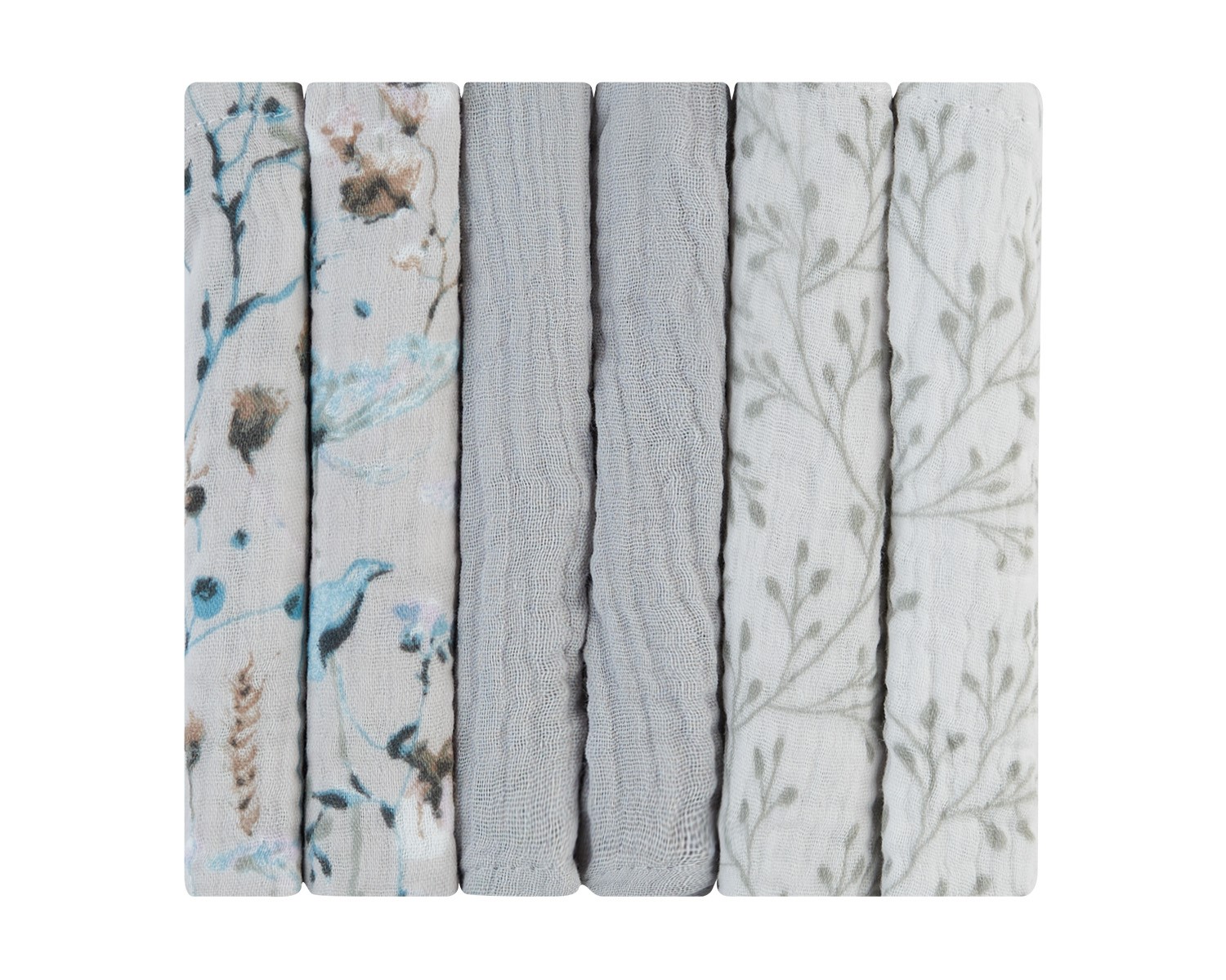 Комплект 6 бр муселинови кърпички 30х30 см Dreamy Fields Grey - Image 1