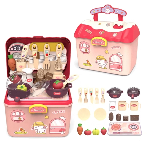 Детска кухня 2 в 1 в розов цвят и аксесоари за игра