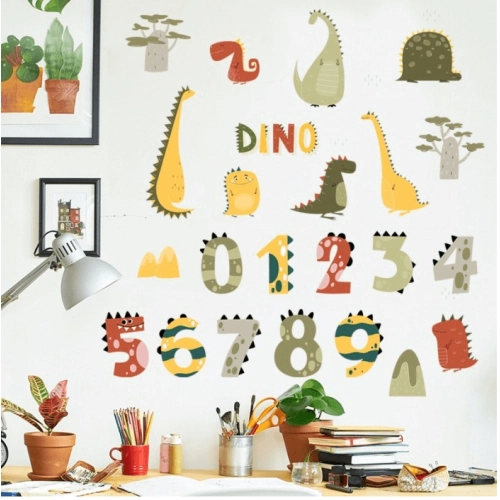 SIPO Стикери за стена за детска стая, Дино числа
