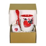 Подаръчен комплект - Обичам те, с чаша, лъжичка и чаена свещ с изображение