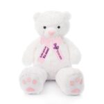 Плюшено мече с надписана панделка, розово, 100 см