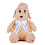 Плюшено куче с шапка и надписана панделка, оранжево, 60 см