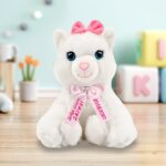 Плюшено коте с надписана панделка, розово, 30 см - Image 2