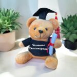 Плюшено мече за дипломиране с надпис, кафяво, 20 см - Image 2