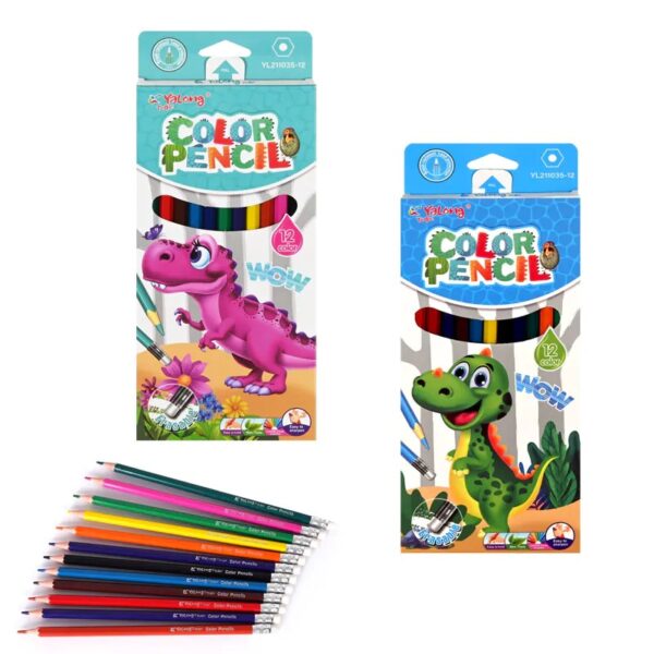 Цветни моливи с гума - Дино /12 цвята/ - Image 2