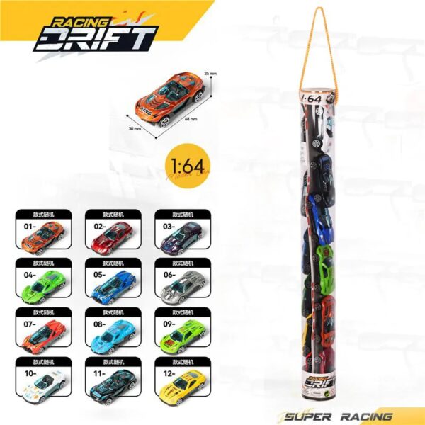 Метални колички 1:64 /12 колички в цилиндър микс/ - Image 2