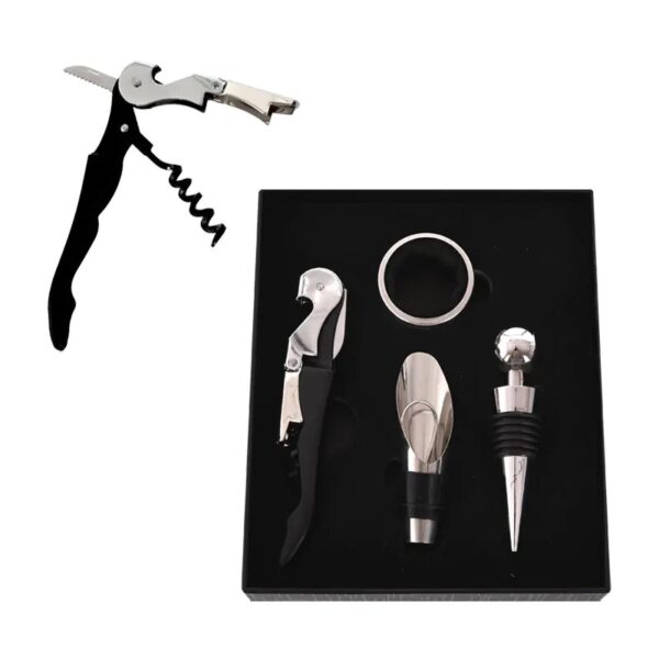 Стилен подаръчен сет - Честит Празник-  с аксесоари за вино в луксозна кутия - Image 2