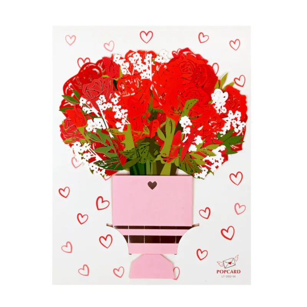 Луксозна 3D картичка Букет Червени Цветя - Image 2