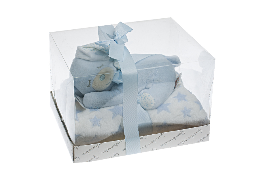 GAMBERRITOS Одеало 80х110см. + играчка Сънчо, синьо