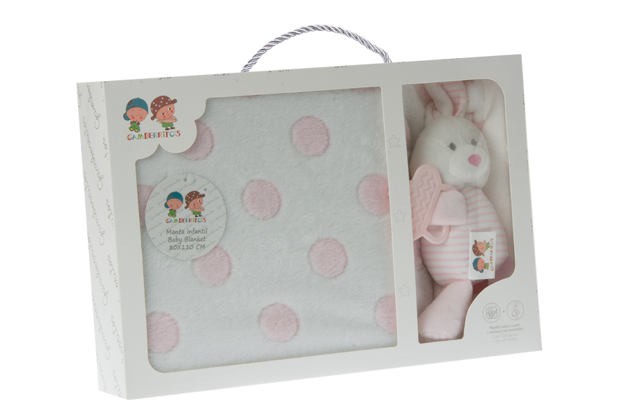 GAMBERRITOS Одеало 80х110см. + играчка Чесалка, розово