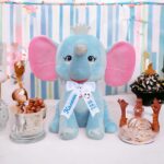 Плюшен слон с надписана панделка, син, 28 см - Image 2