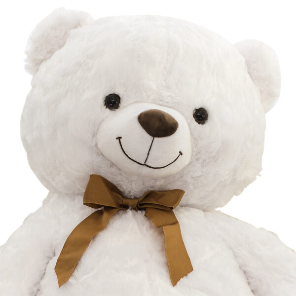 Плюшено мече гигант с кафява панделка, бяло, 100 см - Image 2