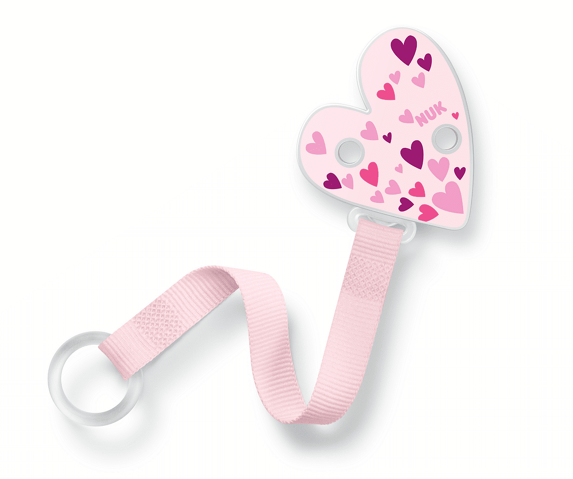 NUK лента за биберон - Розово сърце