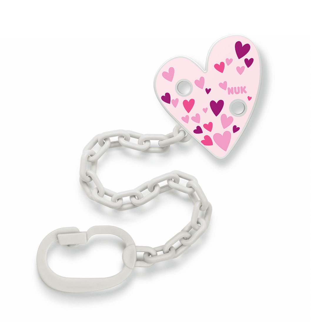 NUK синджир за биберон 2023 - Розово сърце