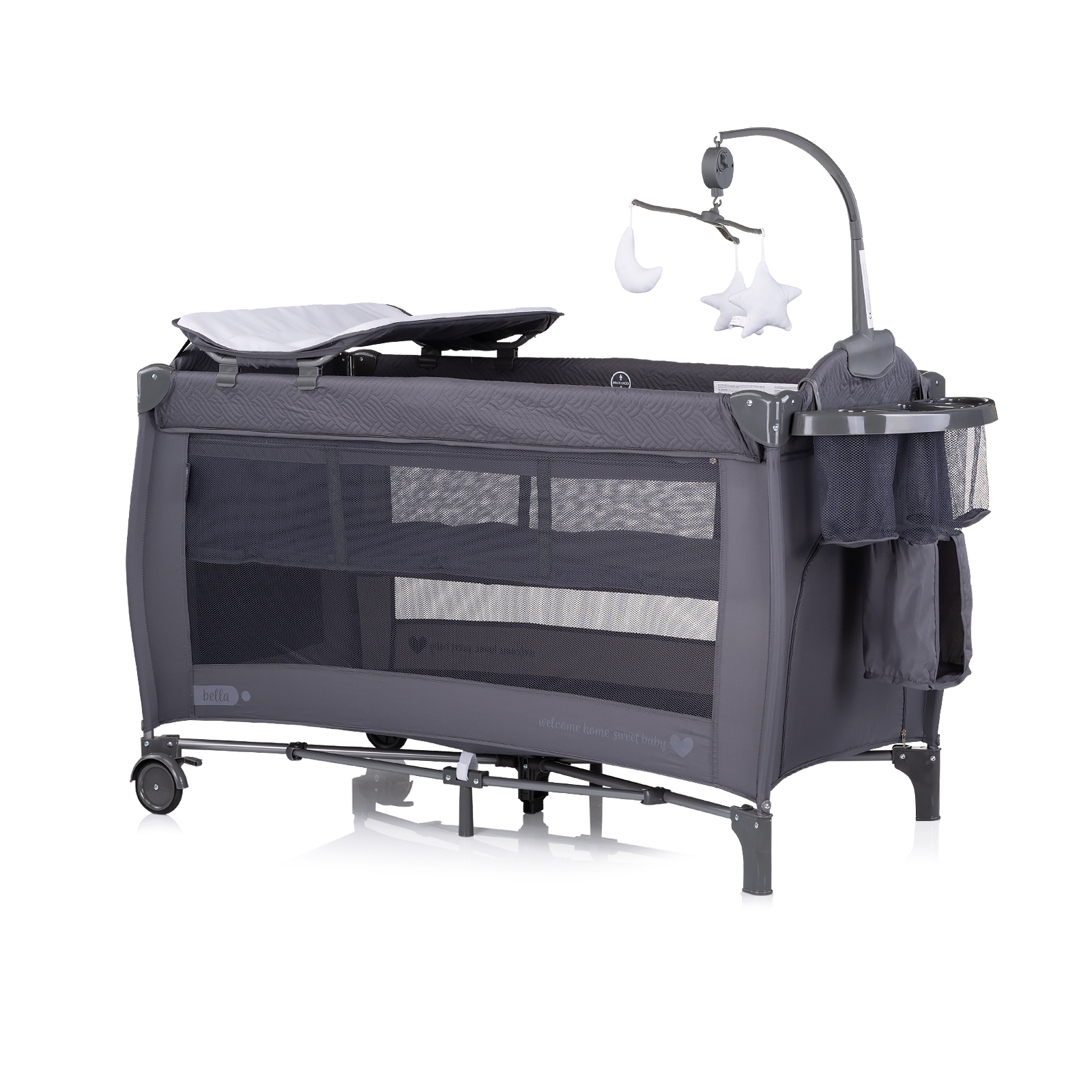 Детска преносима кошара Бела антрацит