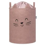 Кош за съхранение на играчки xl с връзка, розова котка