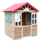 Детска дървена къщичка за игра на открито GINGER HOME – за двор и градина, 115×102×129 см