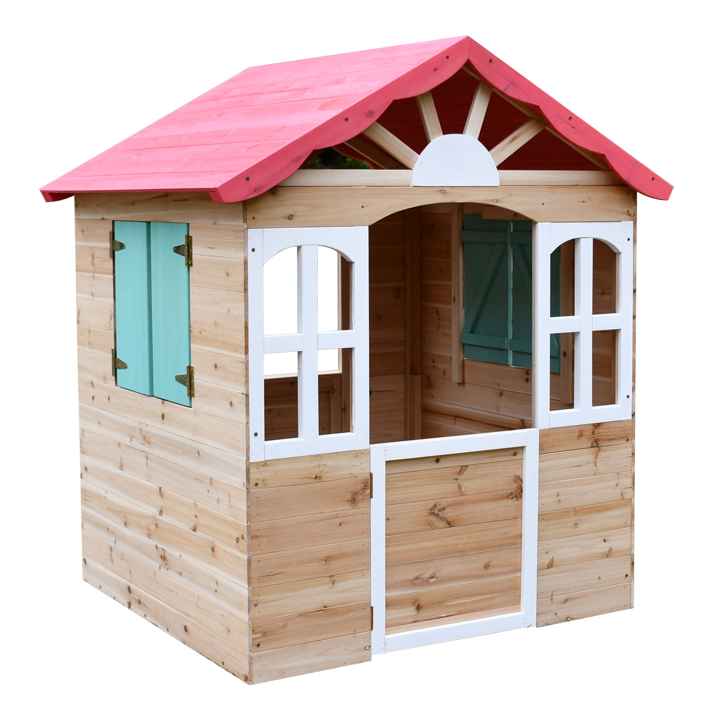 detska-darvena-kashtichka-za-igra-na-otkrito-ginger-home-c996 Детска дървена къщичка за игра на открито GINGER HOME – за двор и градина, 115×102×129 см - Image 1