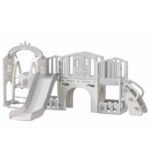 Мини детска крепост за игра с пързалка, сива