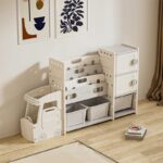 Органайзер за играчки с форма на автобус с 11 кутии и 2 шкафчета за съхранение