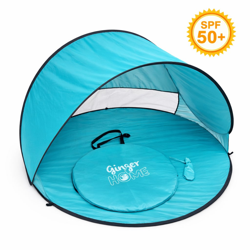 Детска Pop-Up Палатка за Игра GINGER HOME с UV Защита 50+ – Кръгла, Лека и Сгъваема, за Плаж и Градина, 150×150×90 см - Image 1
