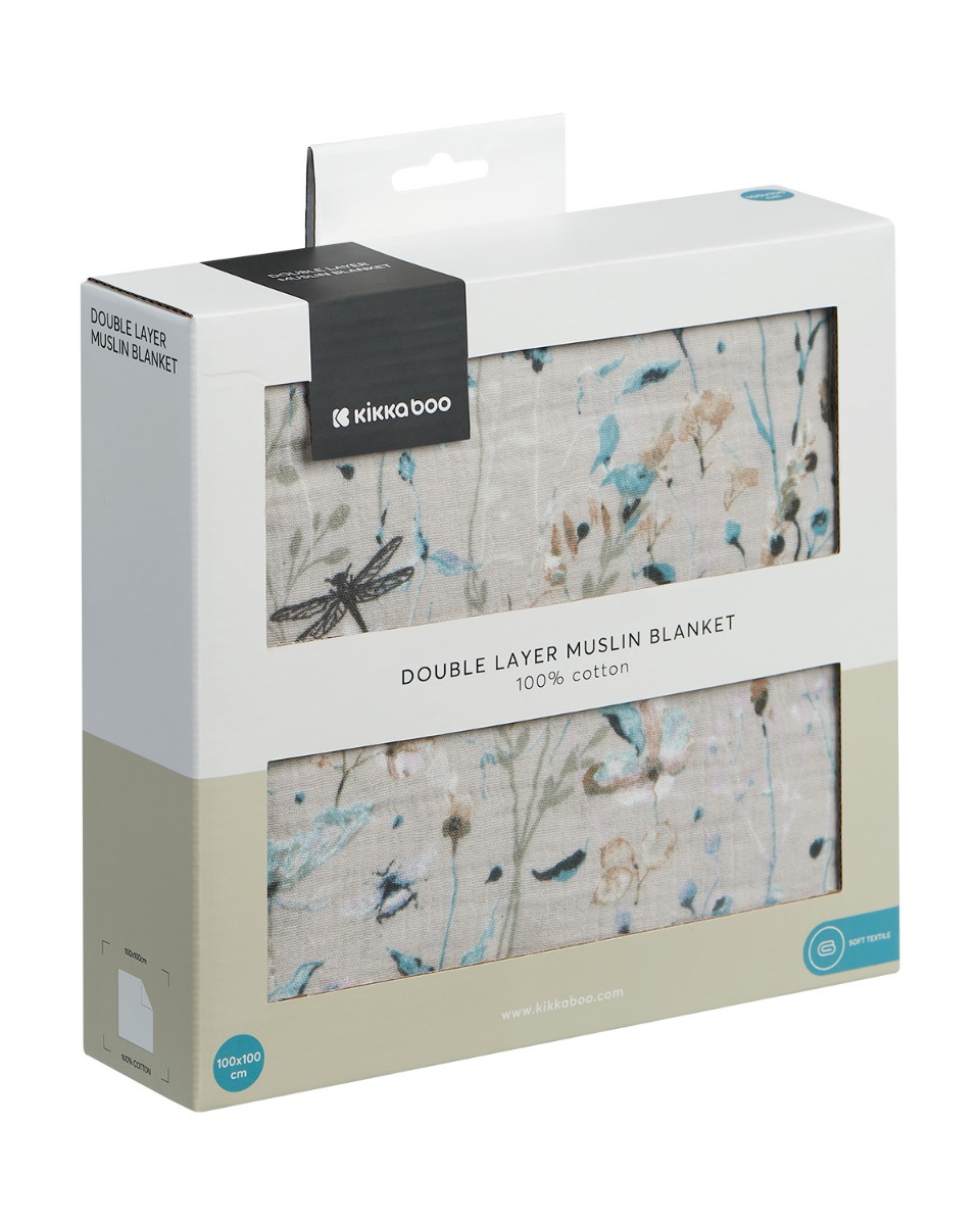 Одеяло от муселин двупластово 100х100 см Dreamy Fields Grey - Image 1