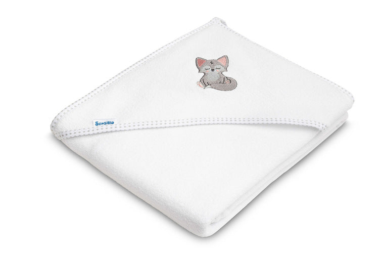 product-12258 Бебешка Хавлия С Качулка 100X100 Wolf Бяла Sensillo - Image 1