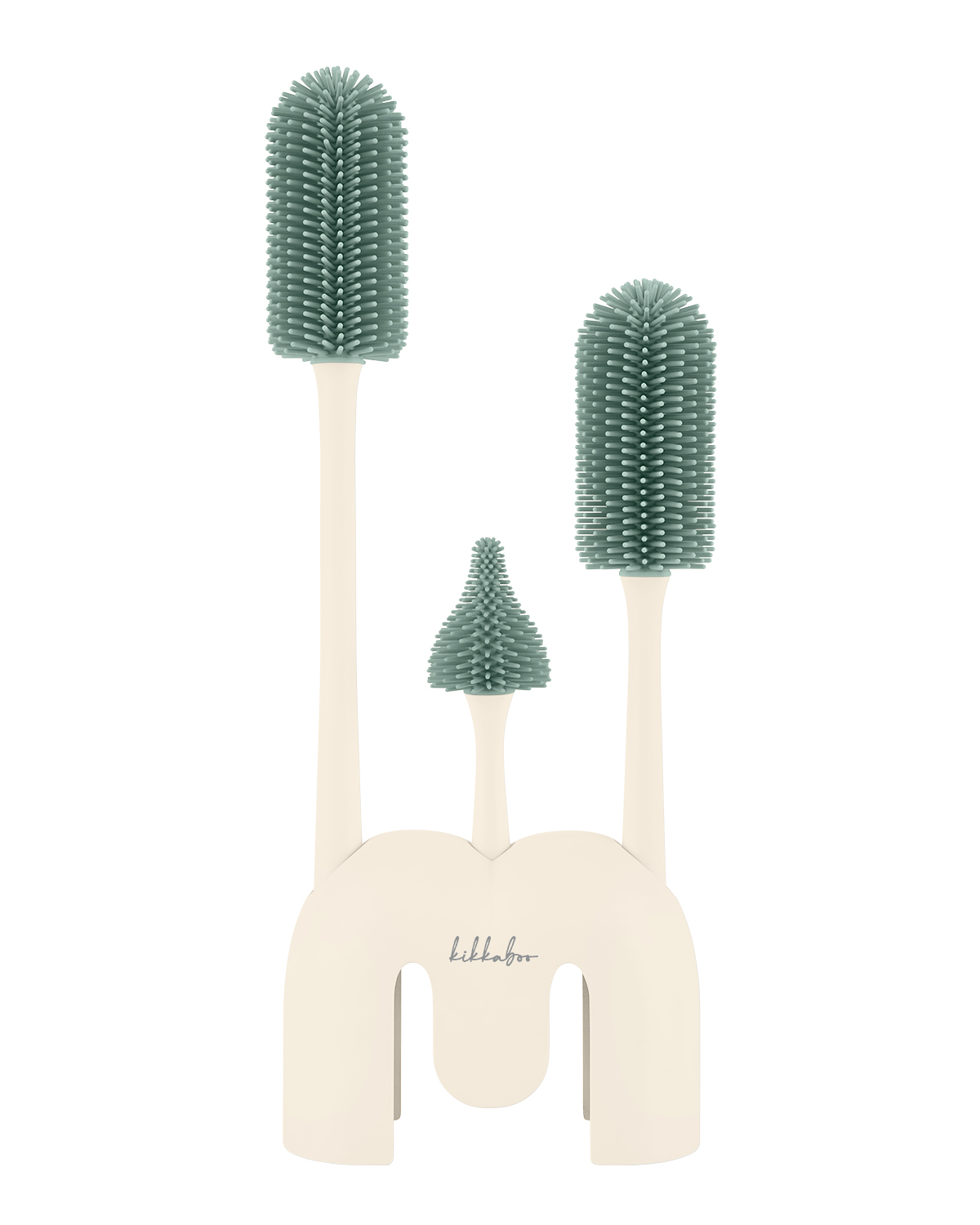 silicone_bottle_brush_set_sage_31302050049___1___ Сет силиконови четки за шишета 3 бр с поставка Platinum Silicone Sage - Image 1