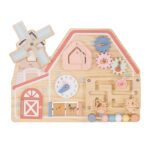 Дървена Монтесори Активна Дъска GINGER HOME, Ферма с Мелница, Лабиринт, Часовник и Зъбни Колела, 33x24x5 см