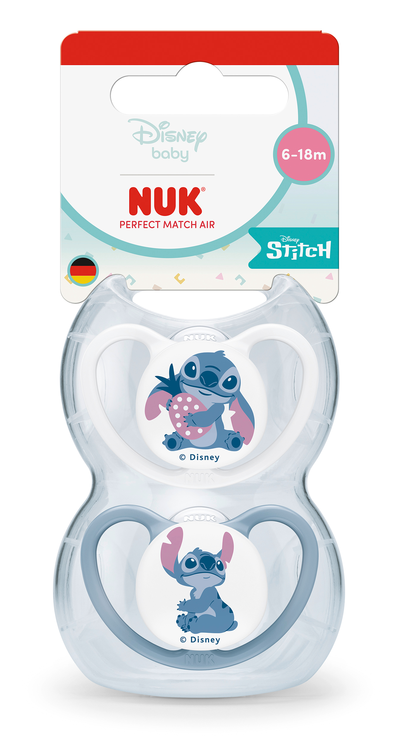 10176418 NUK Perfect Match биберон залъгалка, силикон 6-18мес.2бр., AIR, Stitch - Image 1