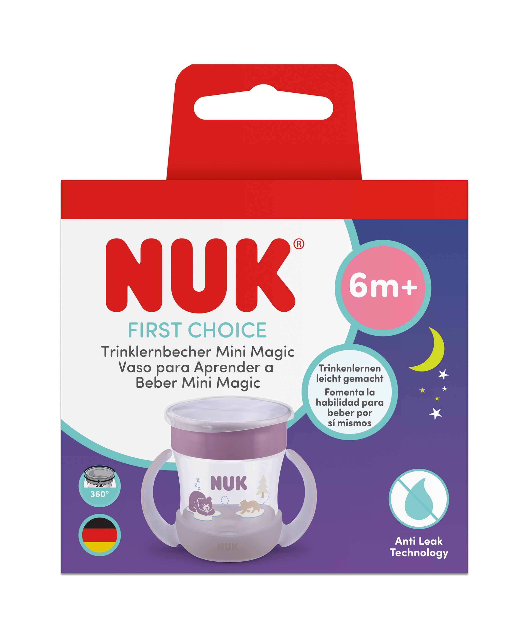10255733_mini_magic_cup_night__1 NUK ЧАША First Choice MINI MAGIC CUP Night, 160мл., 6м+ , Мечка - Image 1