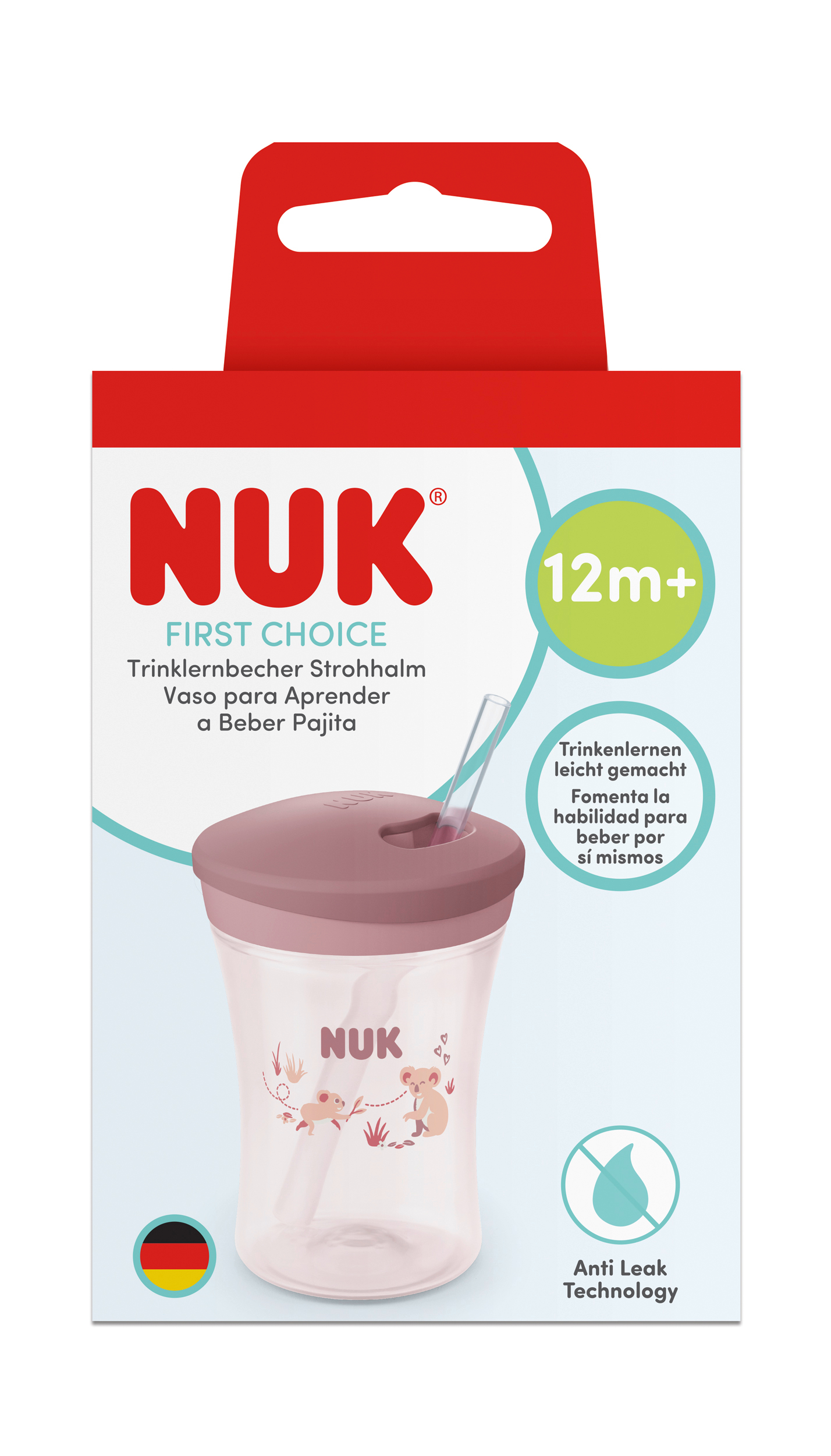 10255764_ NUK ЧАША FIRST CHOICE СЪС СЛАМКА 230мл., 12м+, Коала, розова - Image 1