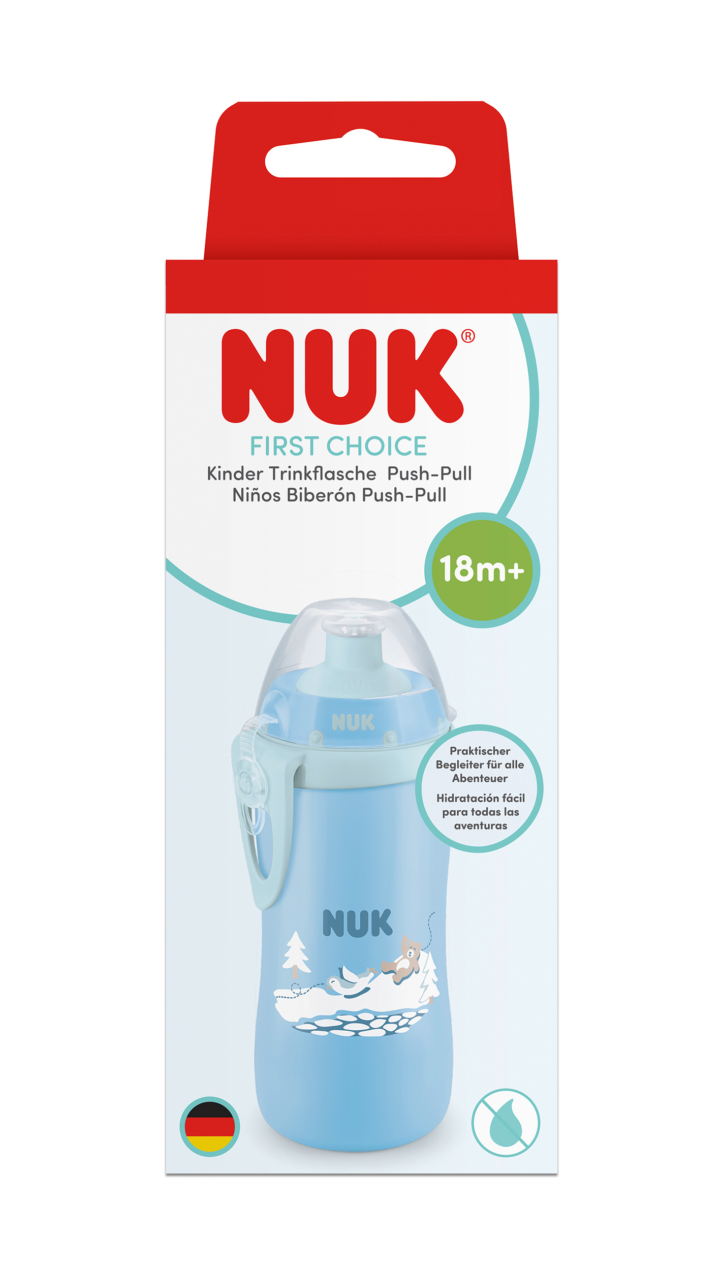10255854_ NUK ЧАША FIRST CHOICE С КЛАПА 300мл., 18м+, Мечка синя - Image 1