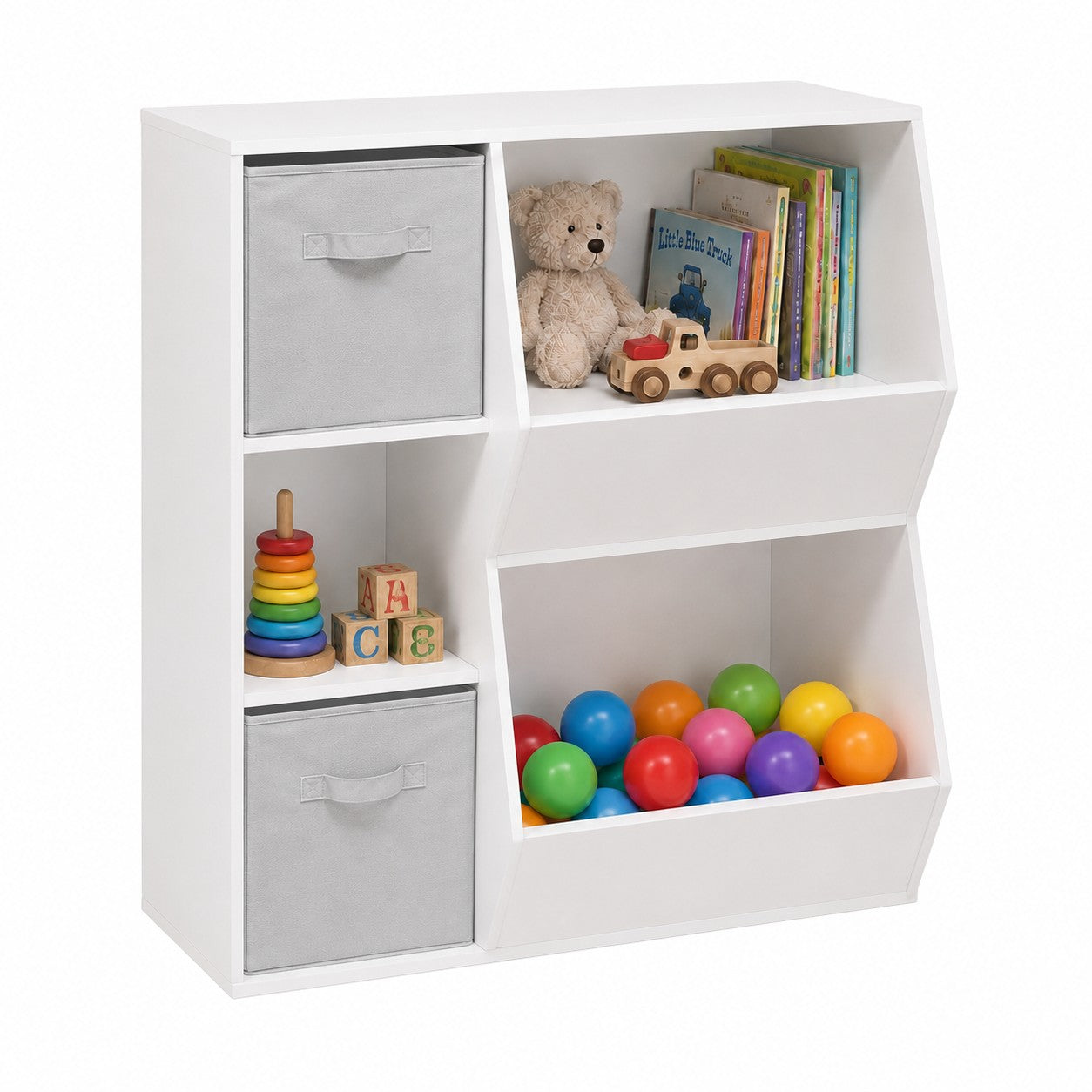 detska-etazherka-ginger-home-organayzer-knigi-igrachki-2-tekstilni-kutii-JWTR-3247_a63dc0c7-f209-4836-a60a-8cdf9b0f23b3 Детска Етажерка GINGER HOME, Органайзер за Книги и Играчки с 2 Текстилни Кутии, Бяла, 76.5×35×93 см - Image 1