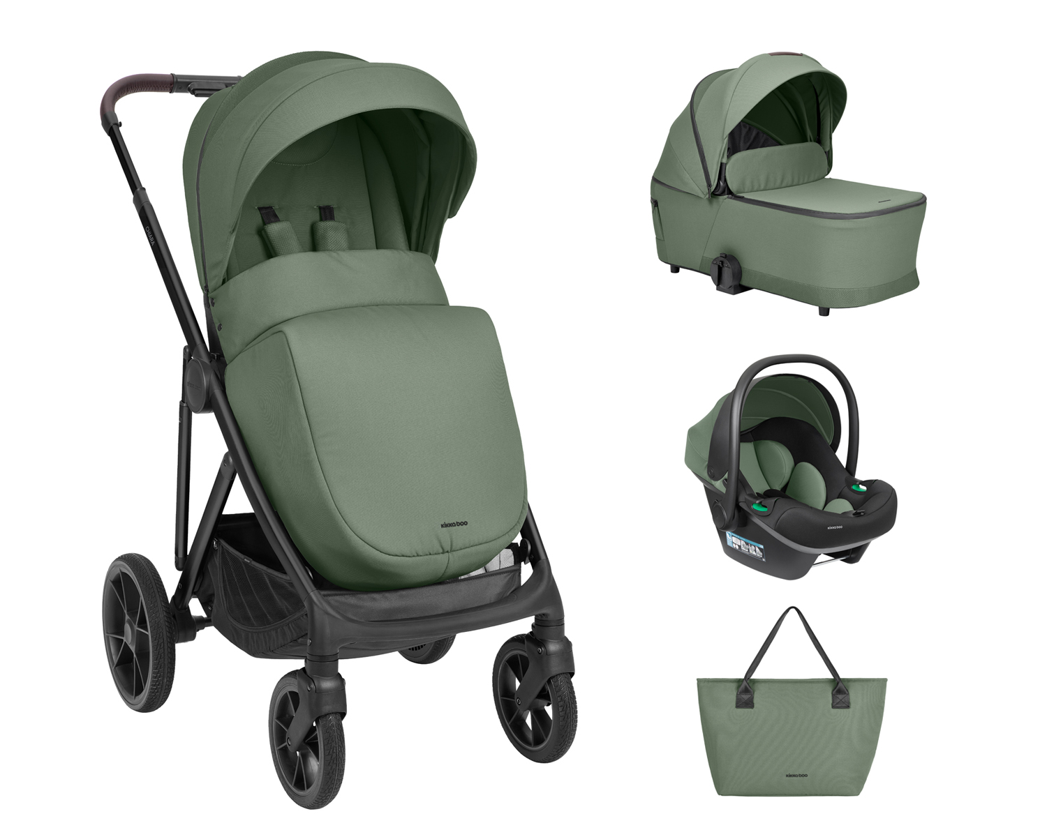 stroller_3in1_with_carrycot_chiara_army_green_31001010262__1___ Комбинирана количка 3в1 с кош за новородено Chiara Army Green 2027 - Image 1